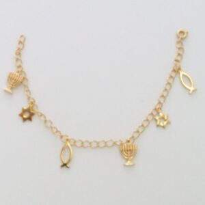 Pulsera de Goldfield con varias Estrellas, Menorah y Peces