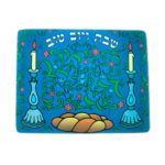 Bandeja Shabbat velas y pan de cristal irrompible